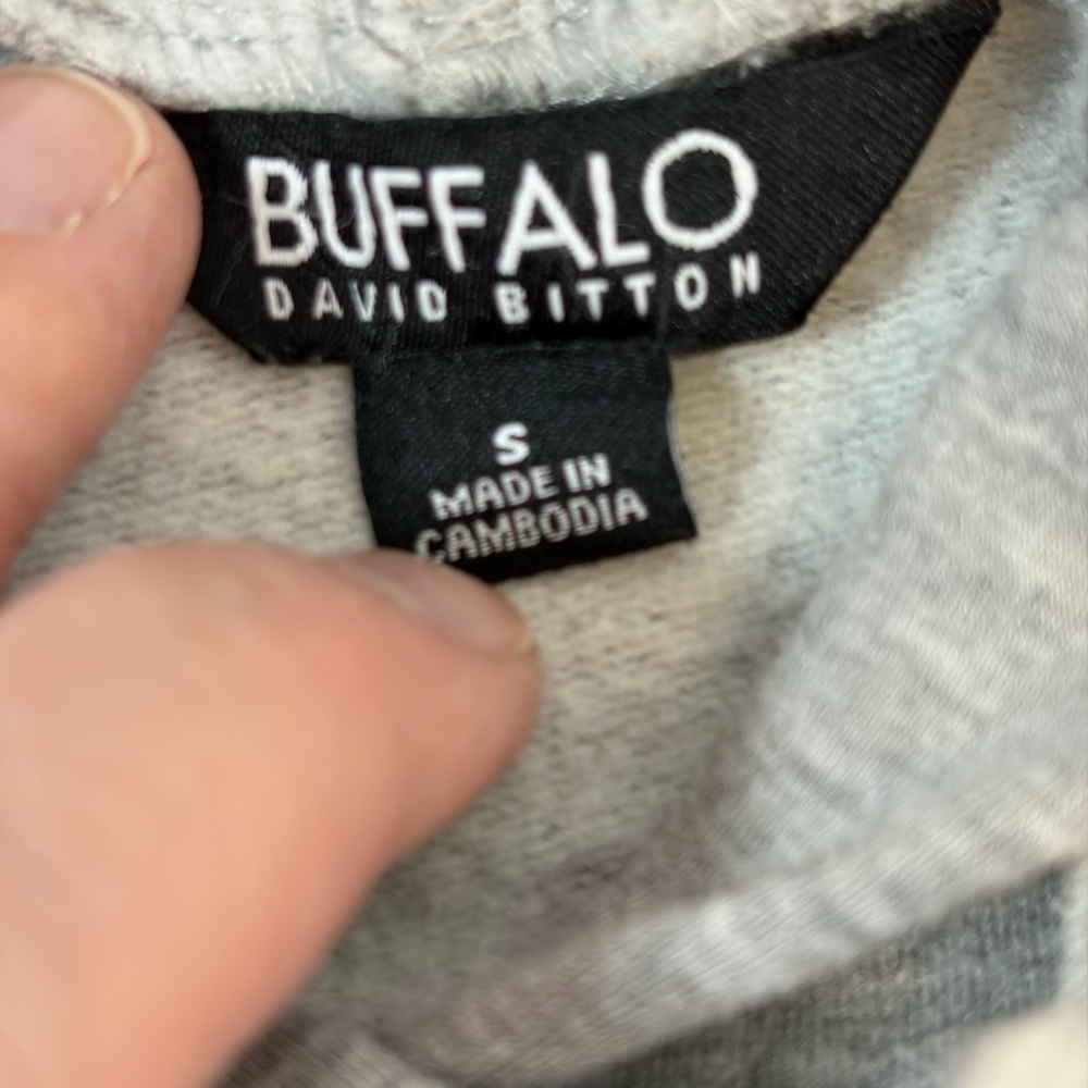 Buffalo David Bitton Gray Pullover Hoodie Fleece Lined Size Small - Picture 2 of 5